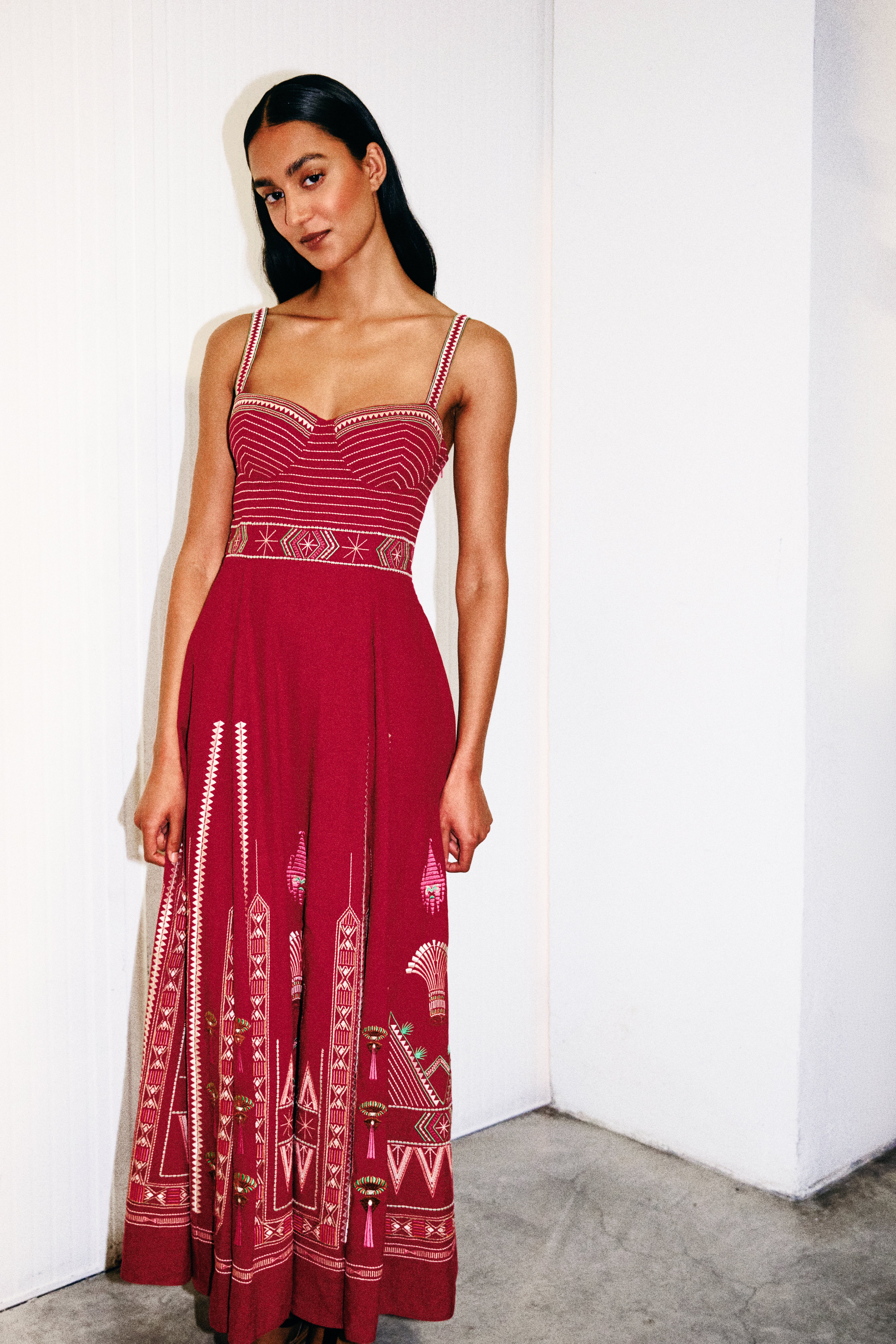 Elida Dress with Ballerina Embroidery