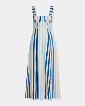 Azzurra Dress in Ikat Stripes