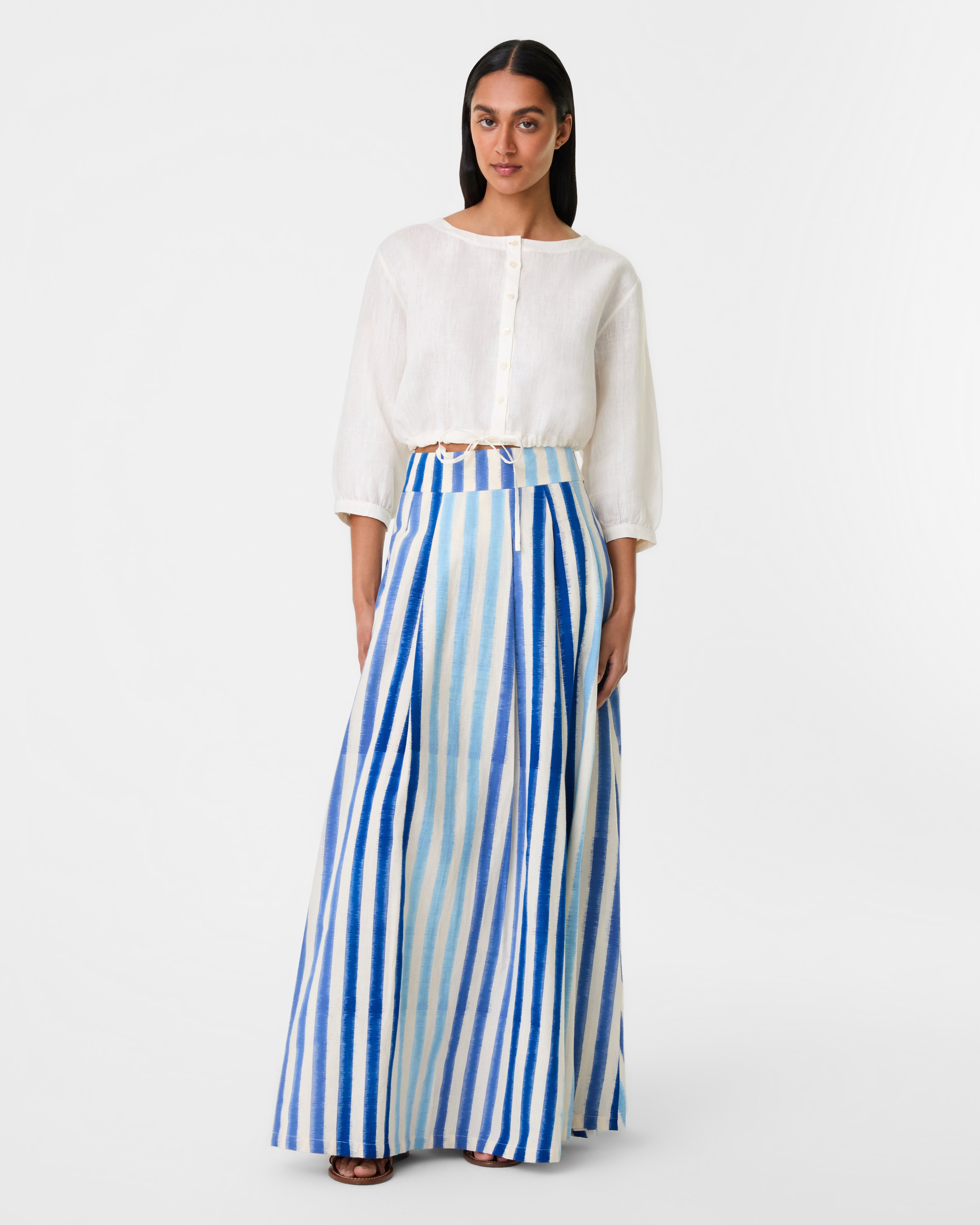 Flaminia Skirt in Ikat Stripes