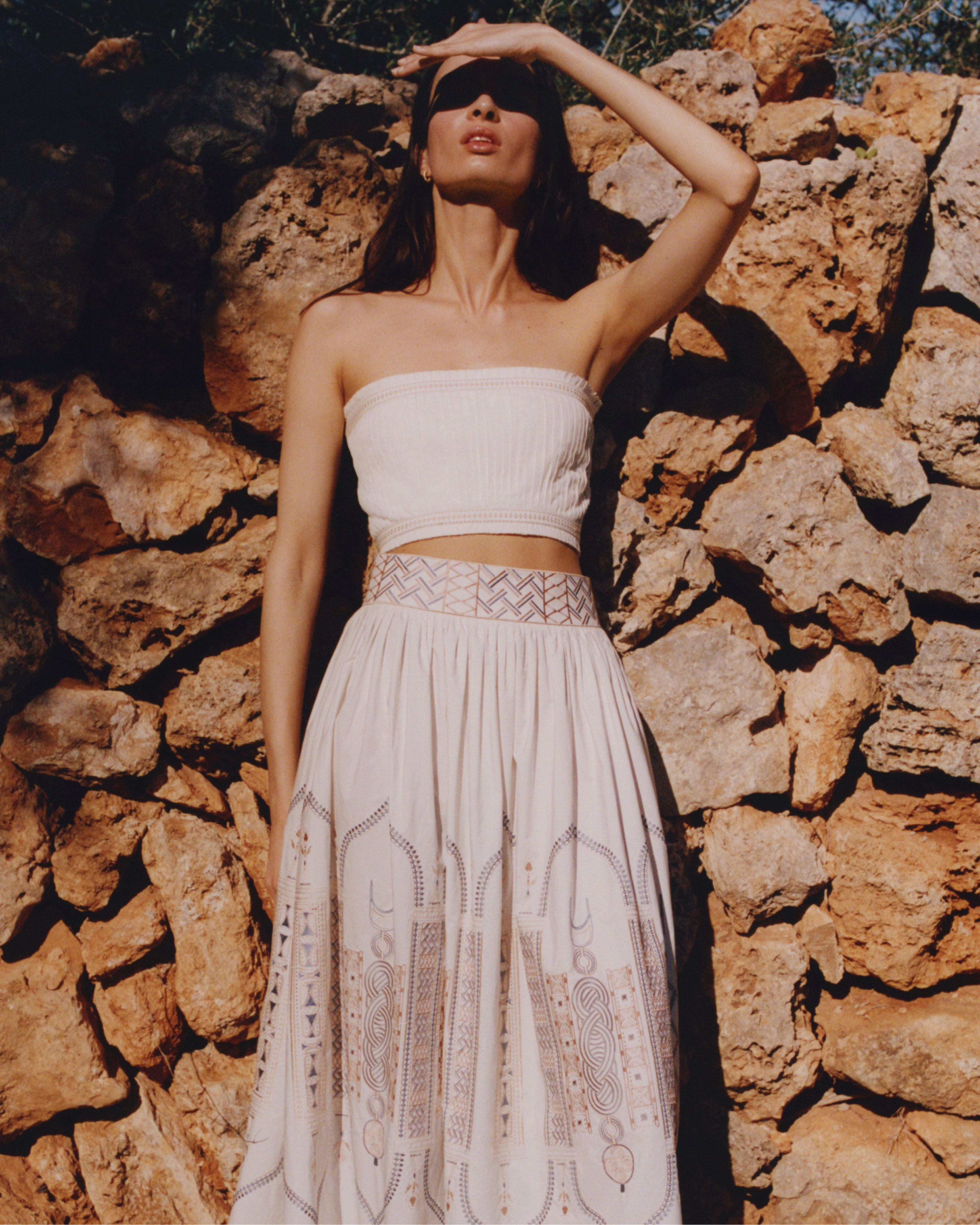 Ombretta Skirt with Lace Embroidery