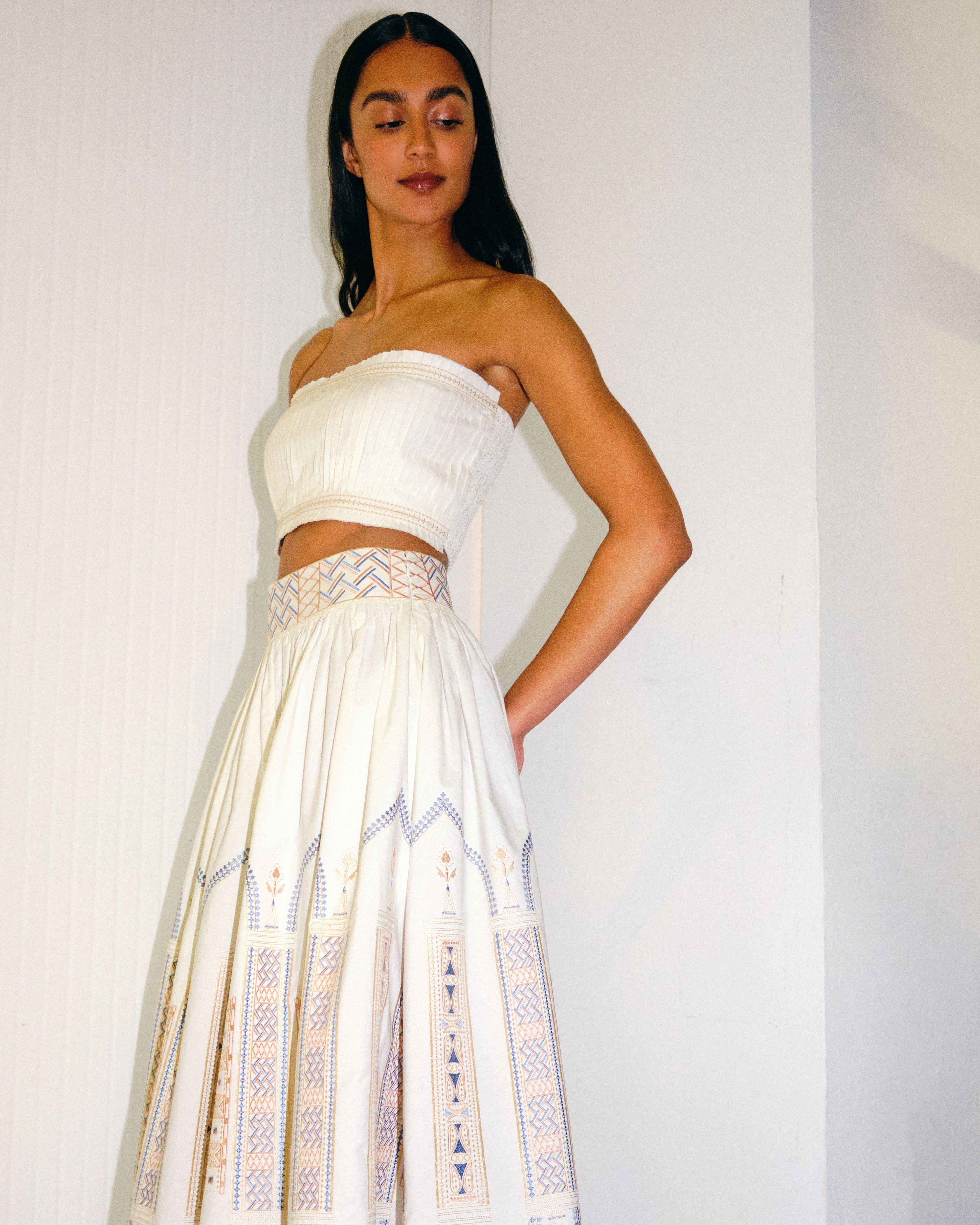 Ombretta Skirt with Lace Embroidery