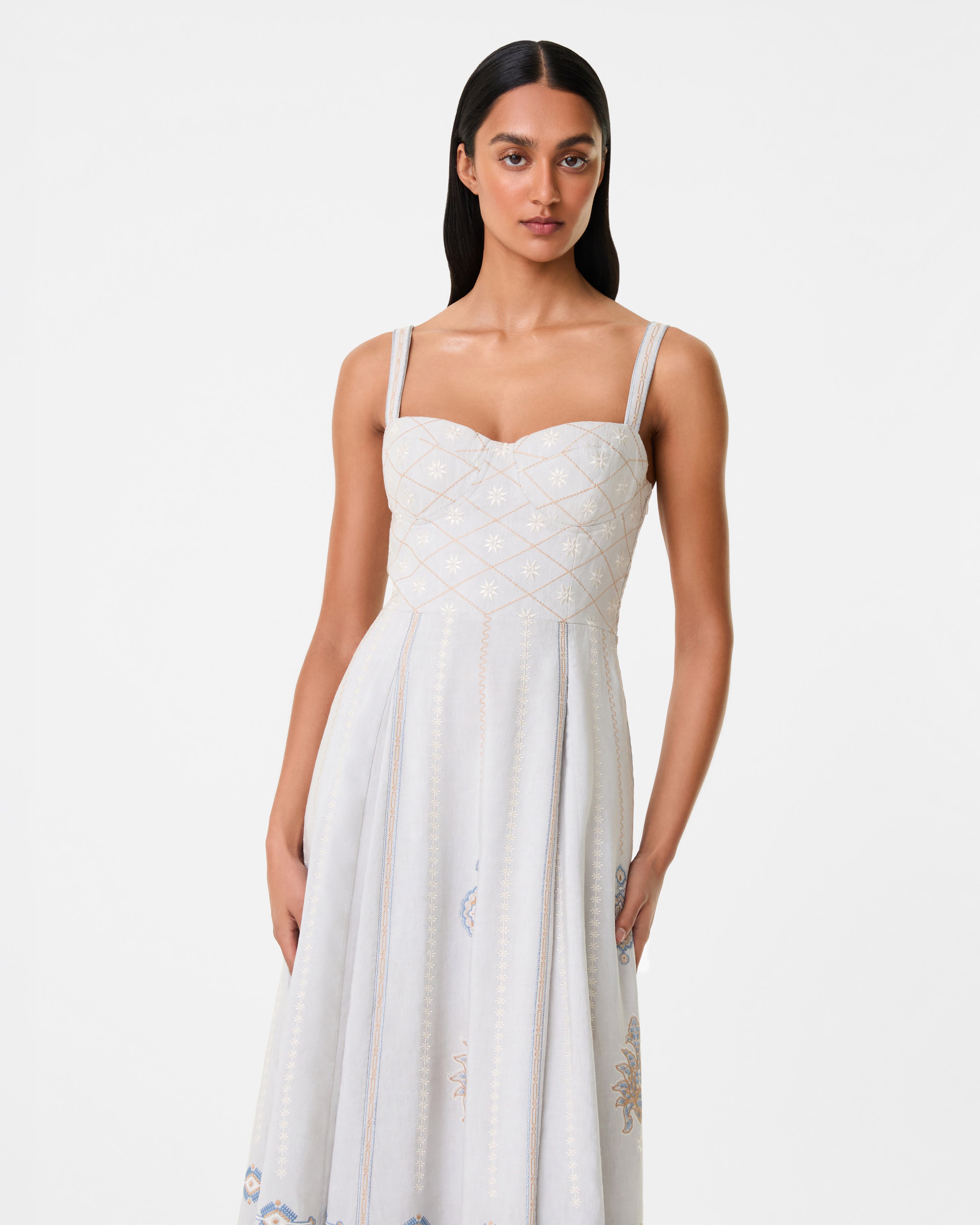 Elida Dress with Meridiana Embroidery