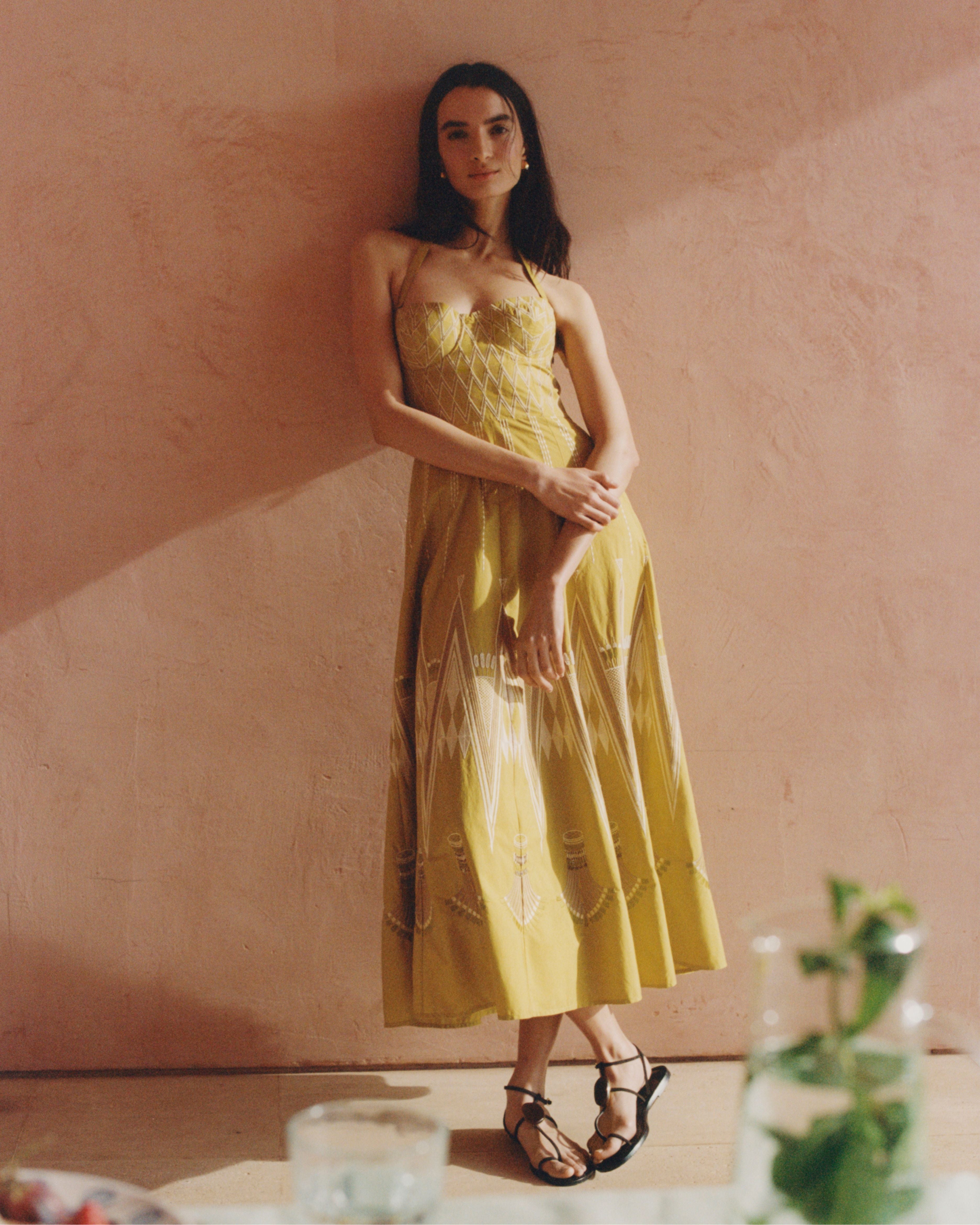 Lotty Dress with Papyrus Embroidery