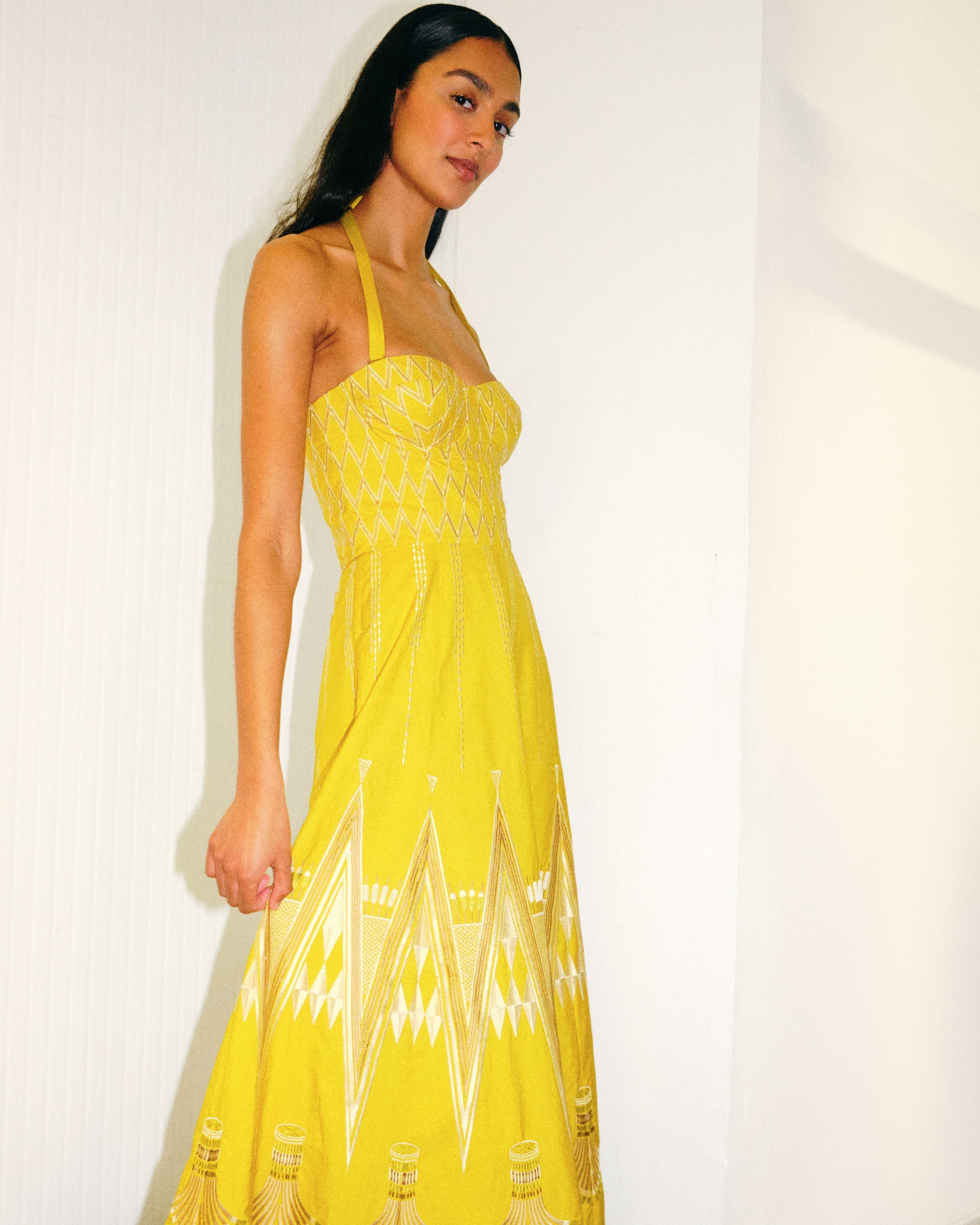 Lotty Dress with Papyrus Embroidery