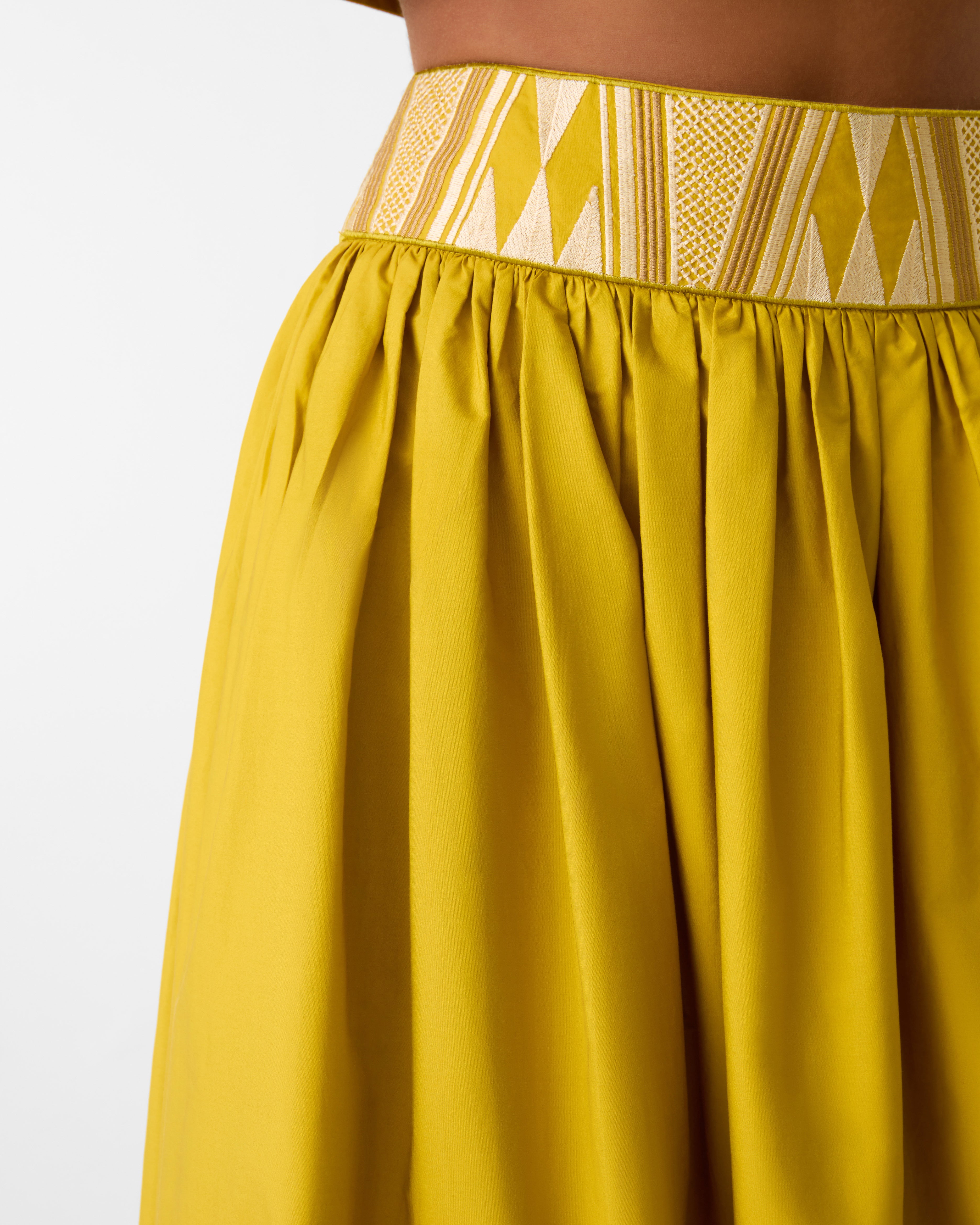 Ombretta  Skirt with Papyrus Embroidery