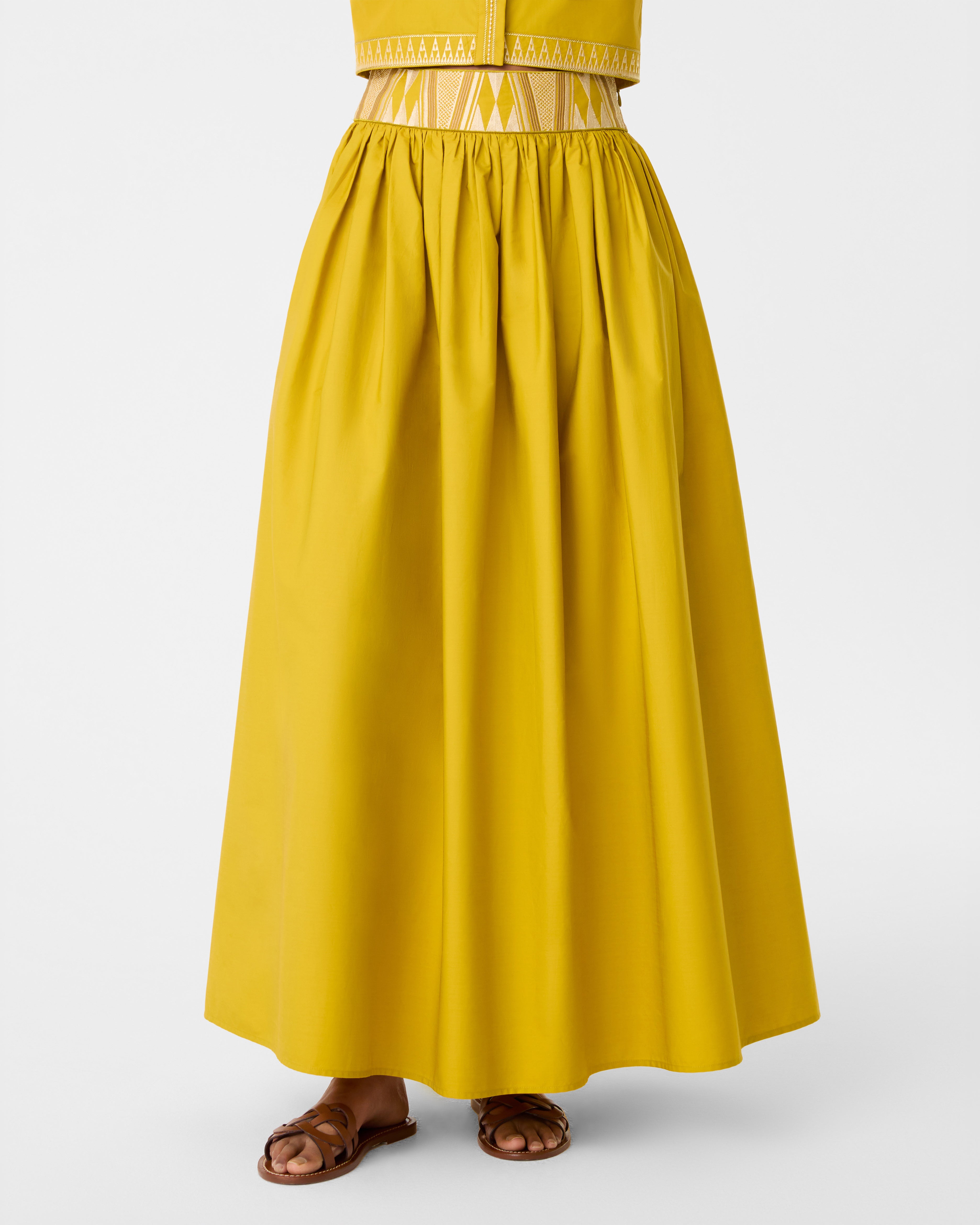 Ombretta  Skirt with Papyrus Embroidery