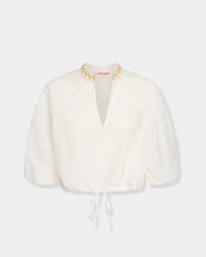 Circe Top with Papyrus Embroidery