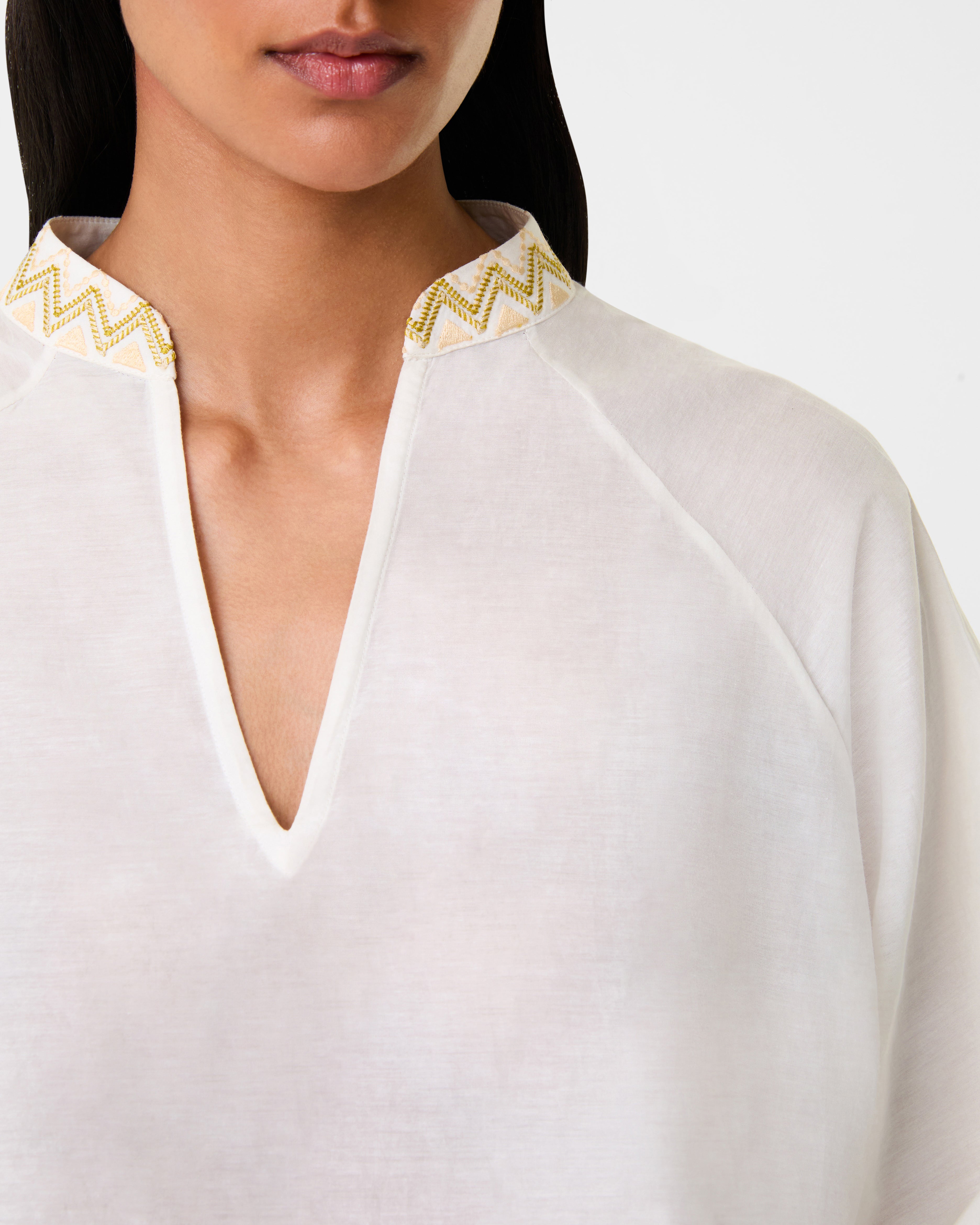 Circe Top with Papyrus Embroidery