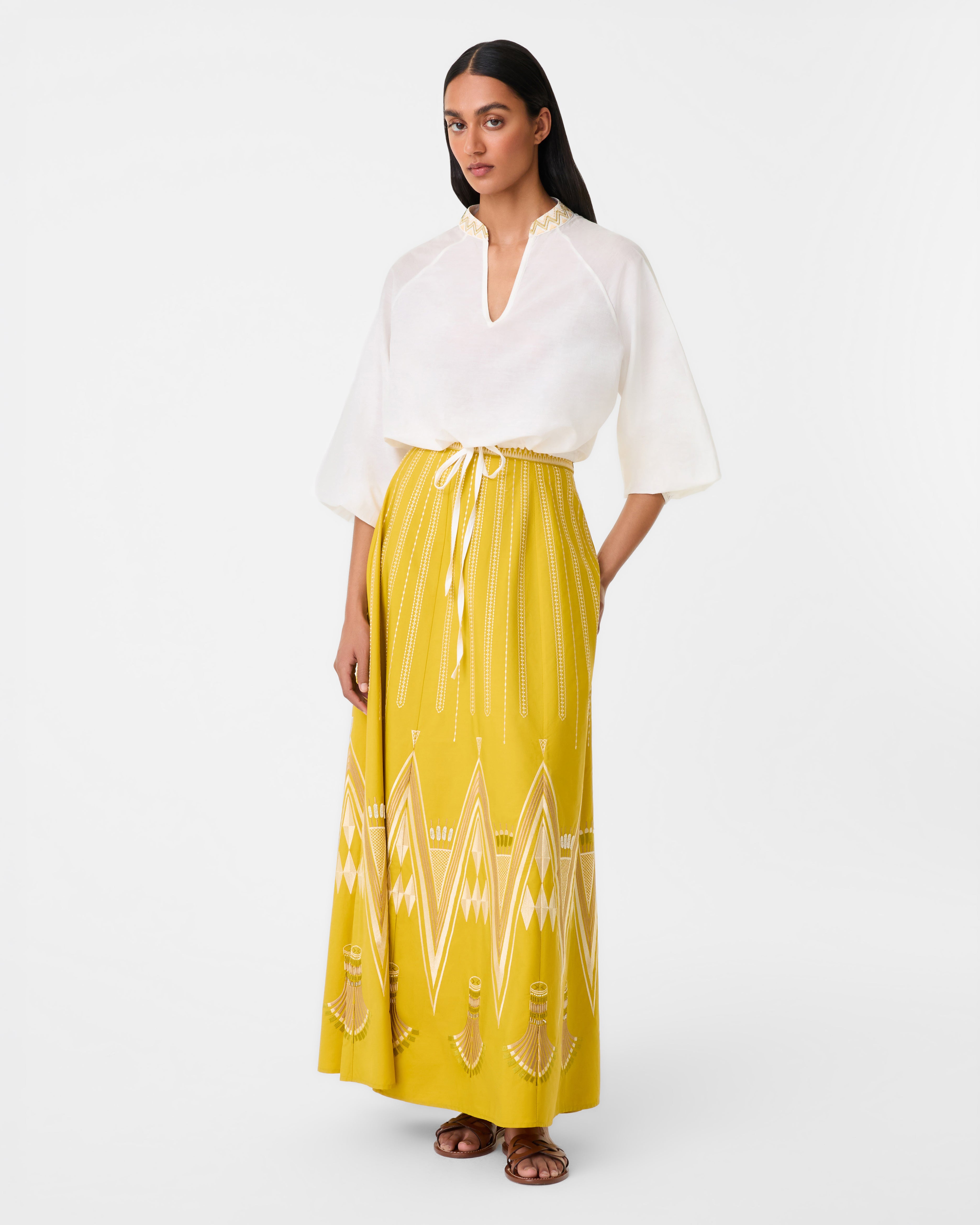 Circe Top with Papyrus Embroidery
