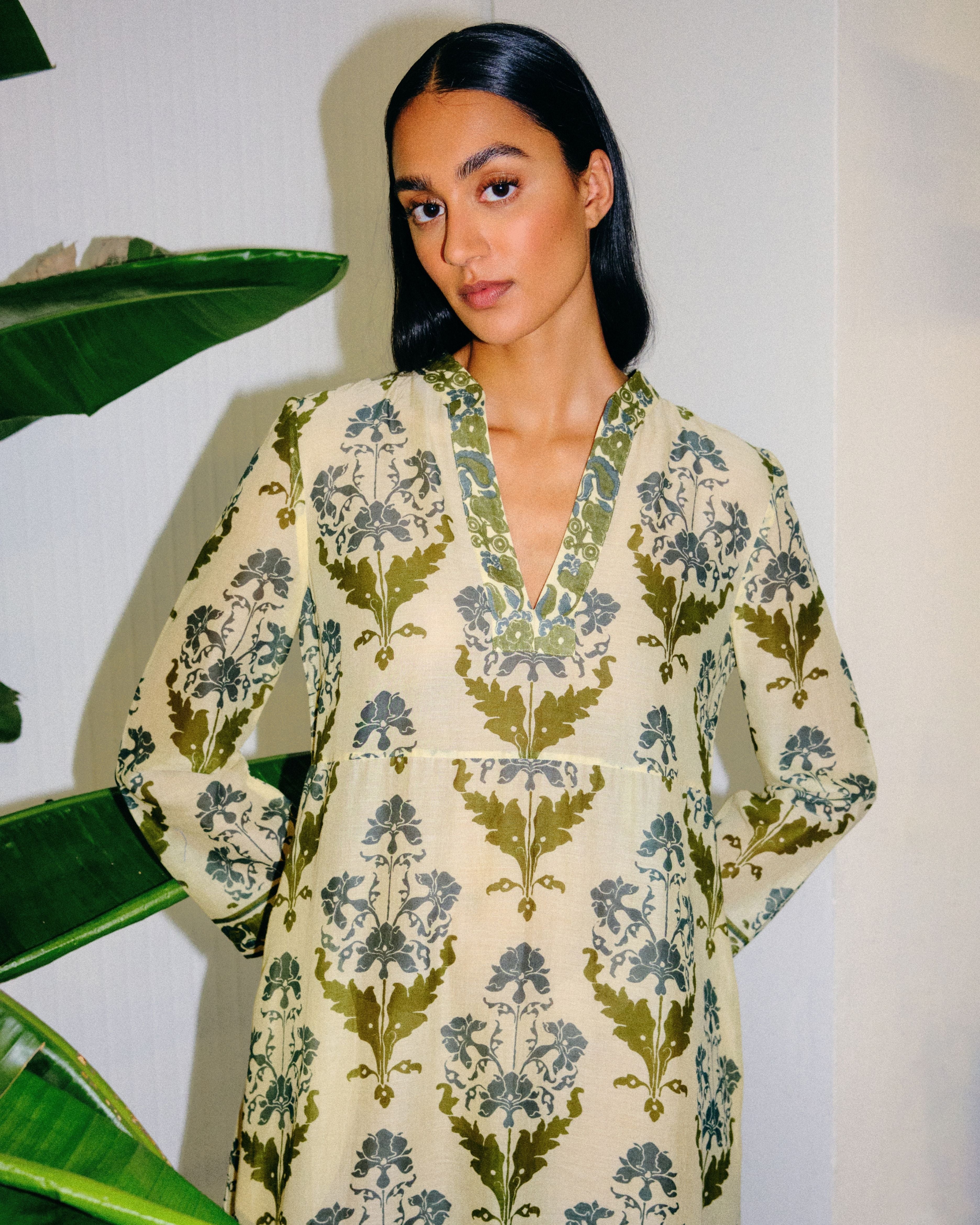 Giada Caftan in Three Flowers Print