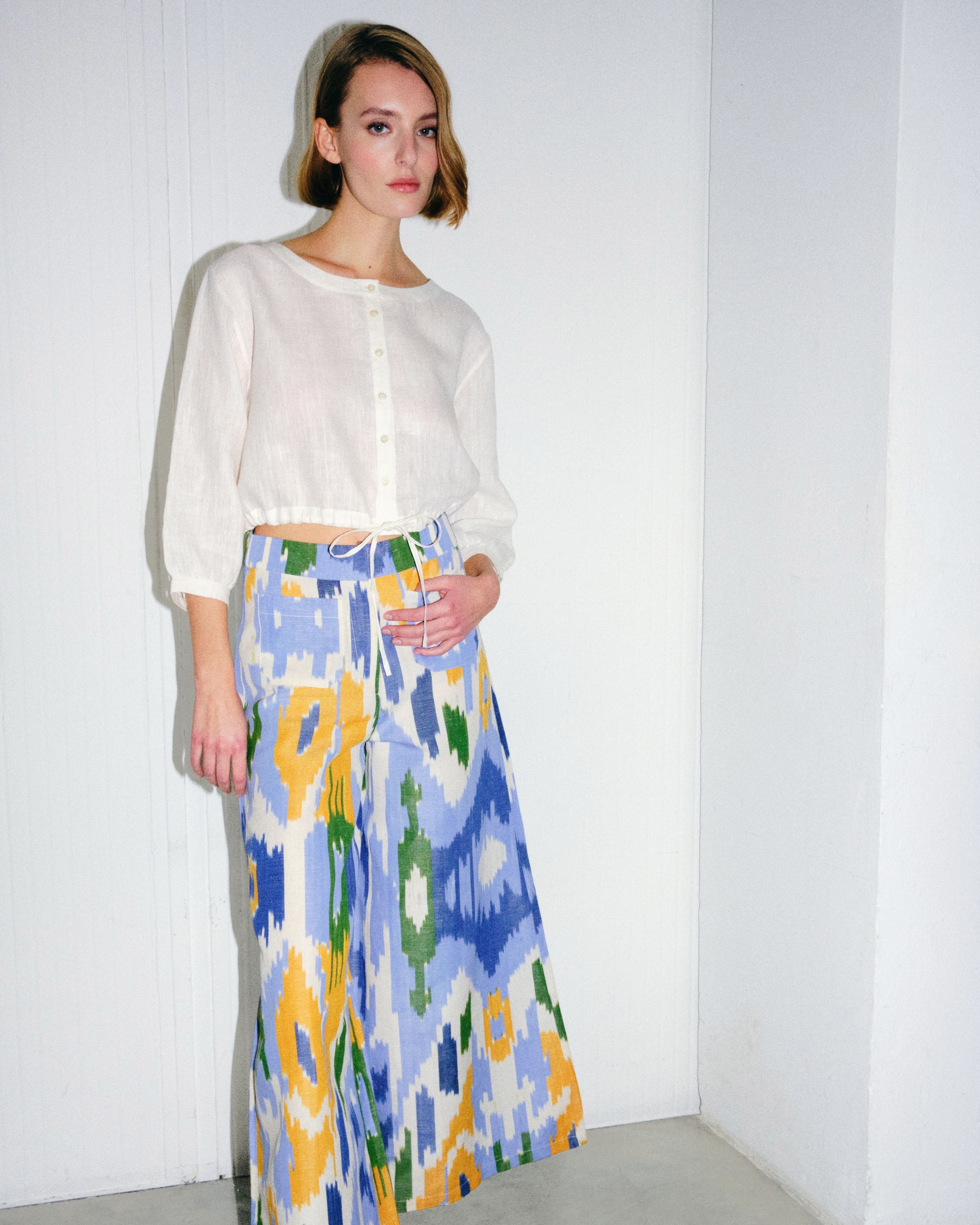 Adele Trousers in Watercolor Ikat