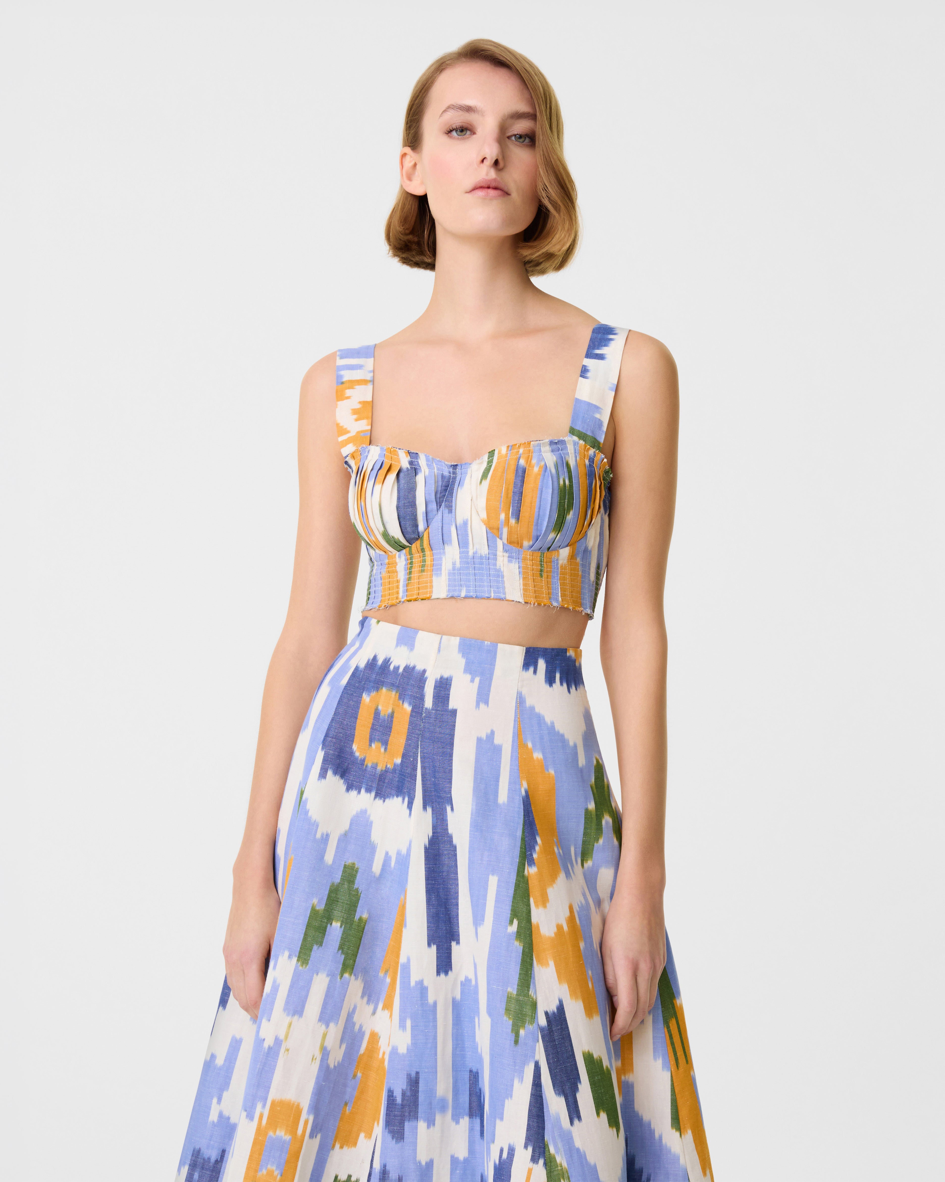 Dalia Top in Watercolor Ikat