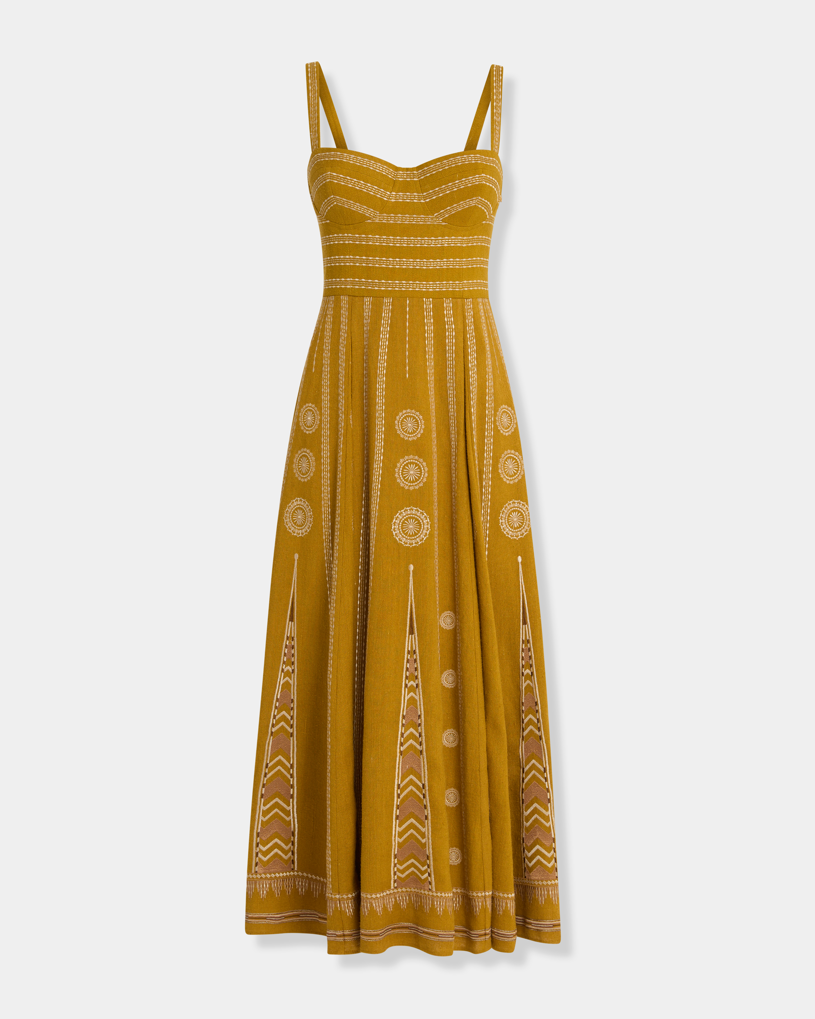 Elida Dress with Backgammon Embroidery