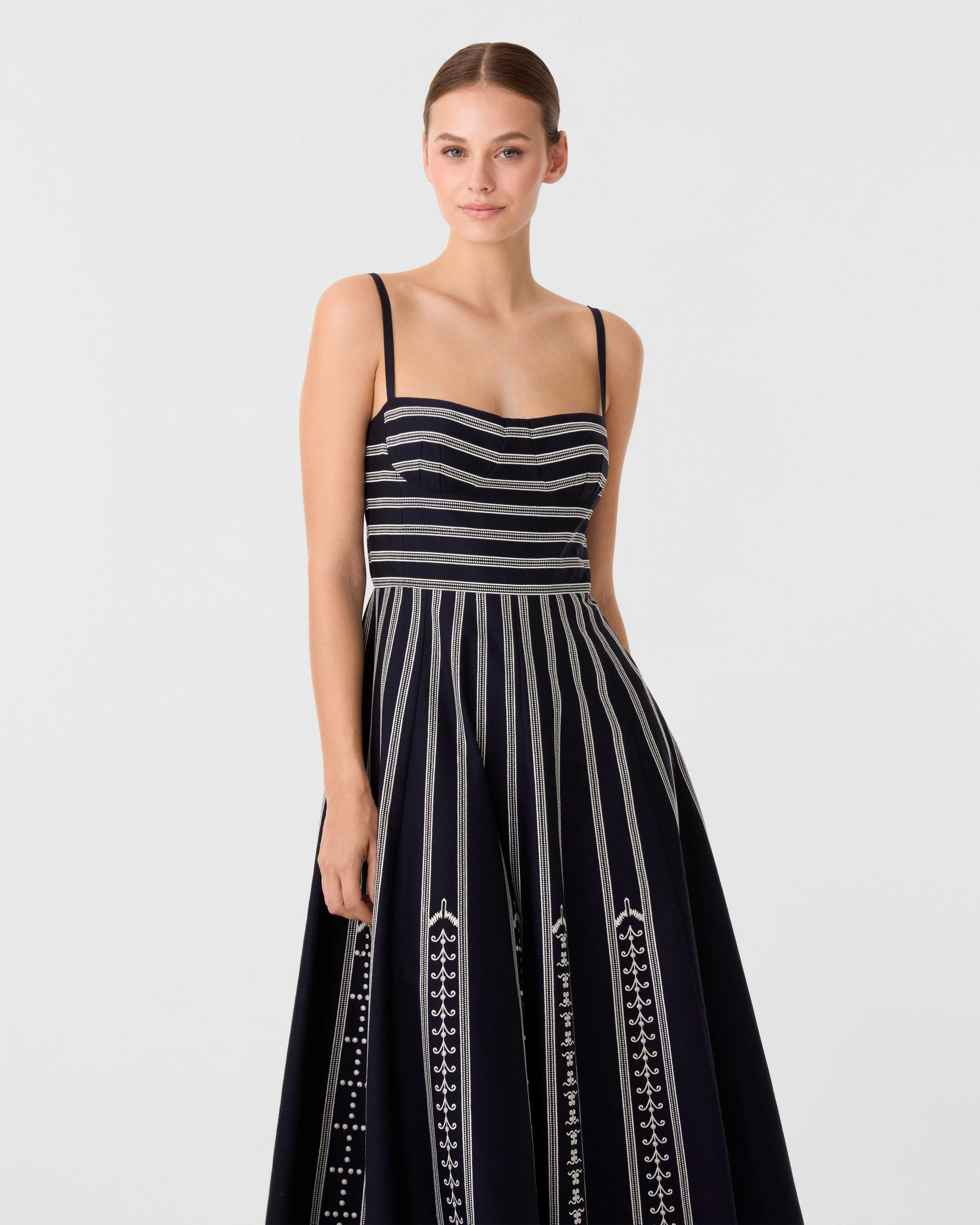 Soraya Dress with Greek Mask Embroidery