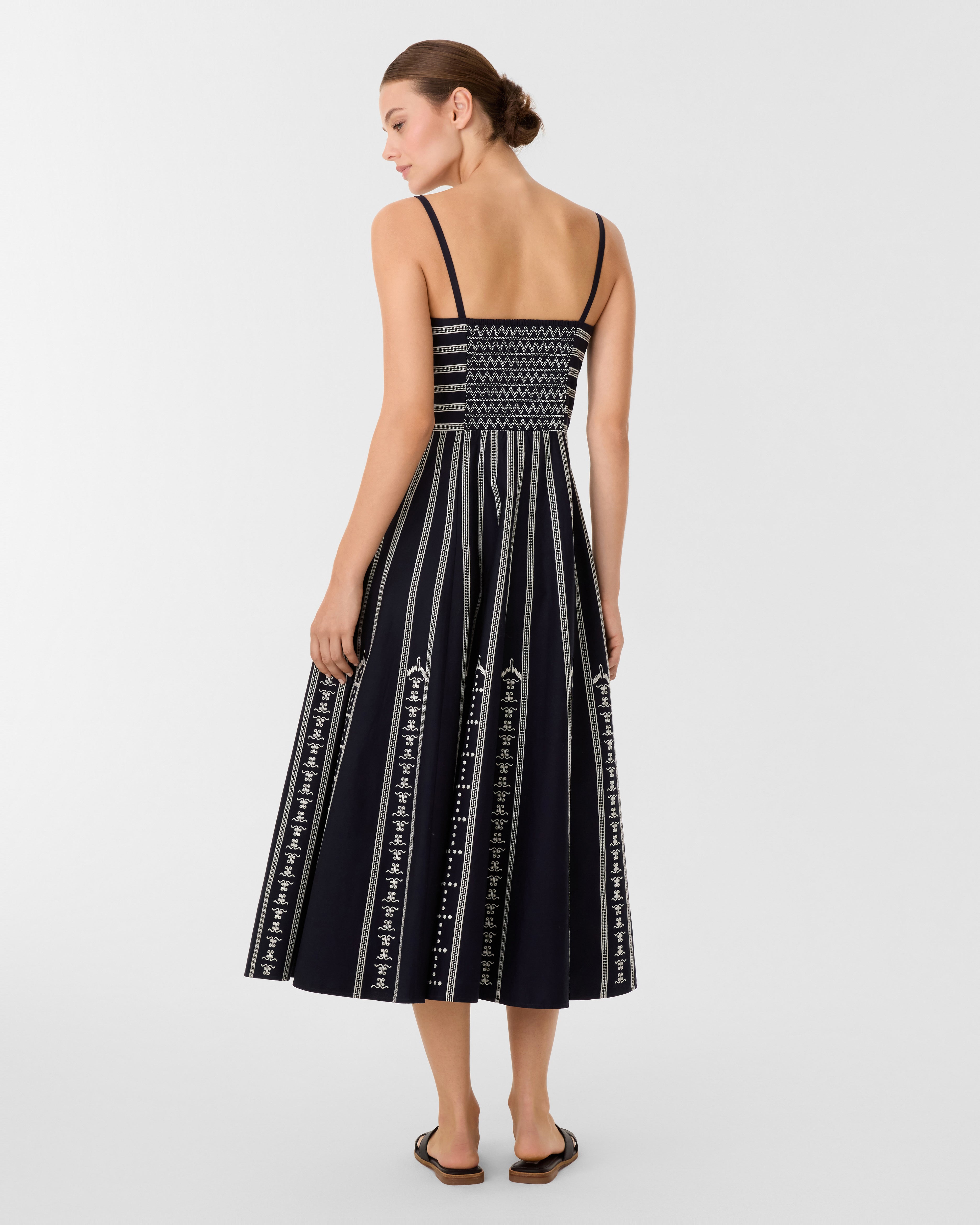 Soraya Dress with Greek Mask Embroidery