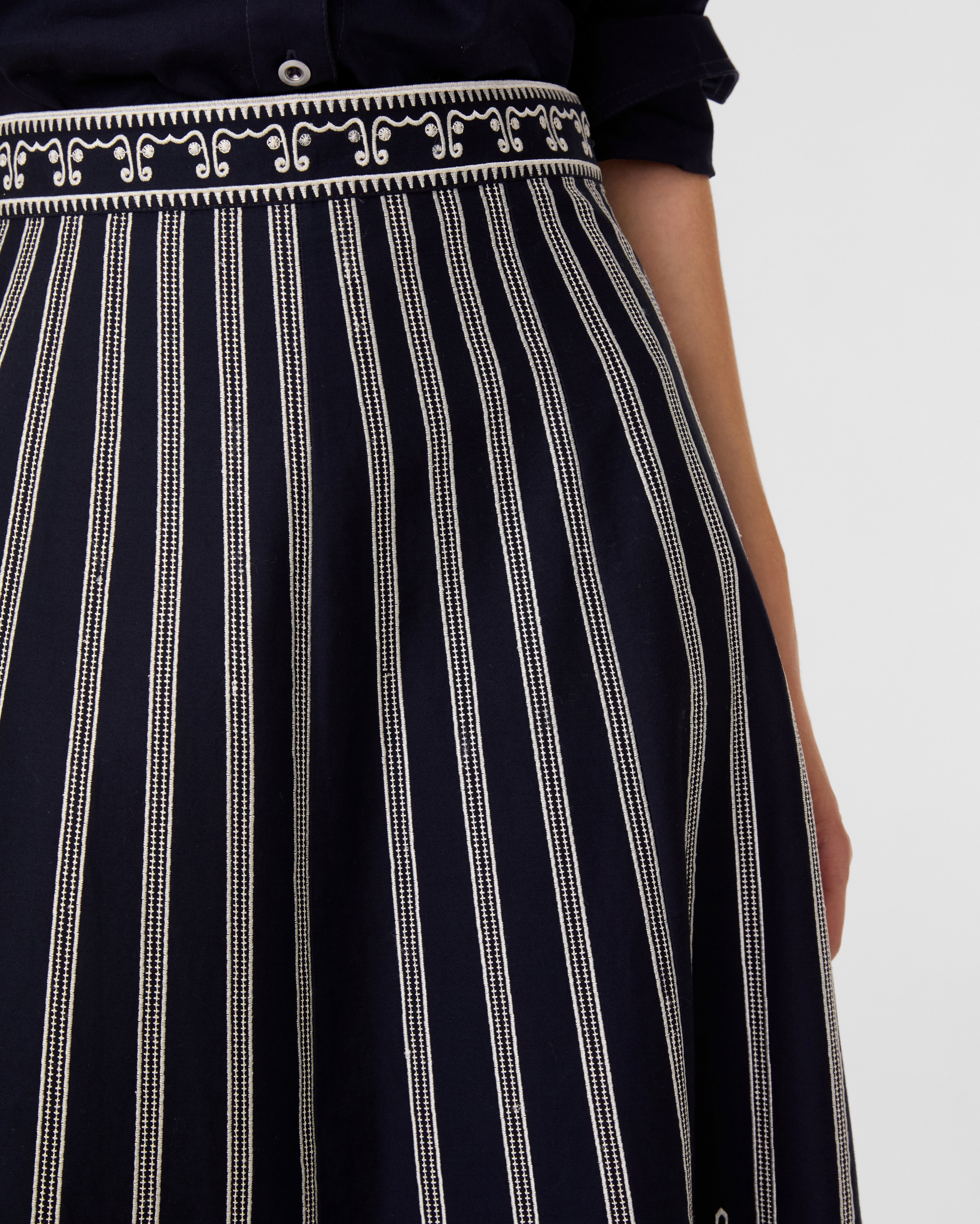 Camille Skirt with Greek Mask Embroidery