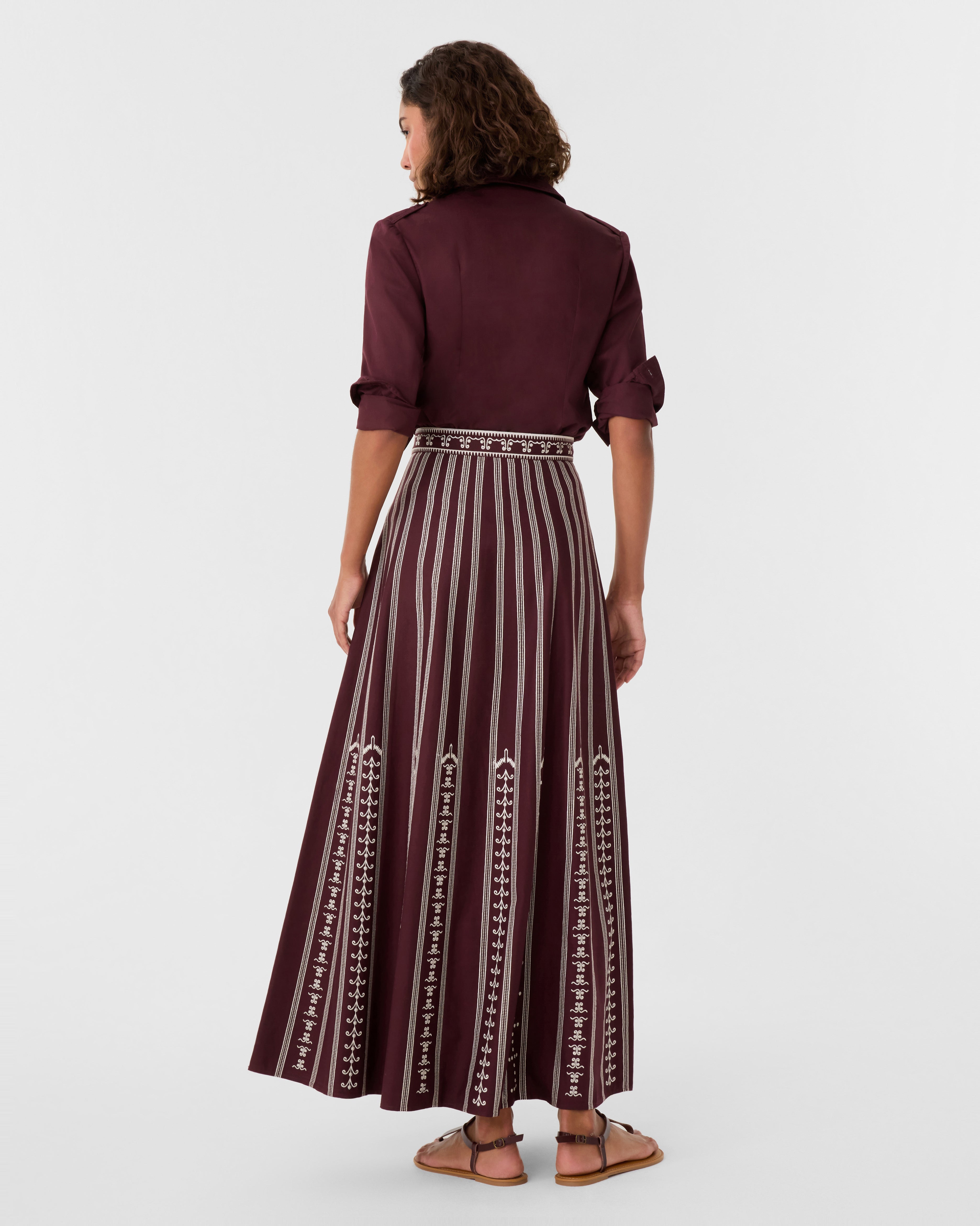 Camille Skirt with Greek Mask Embroidery