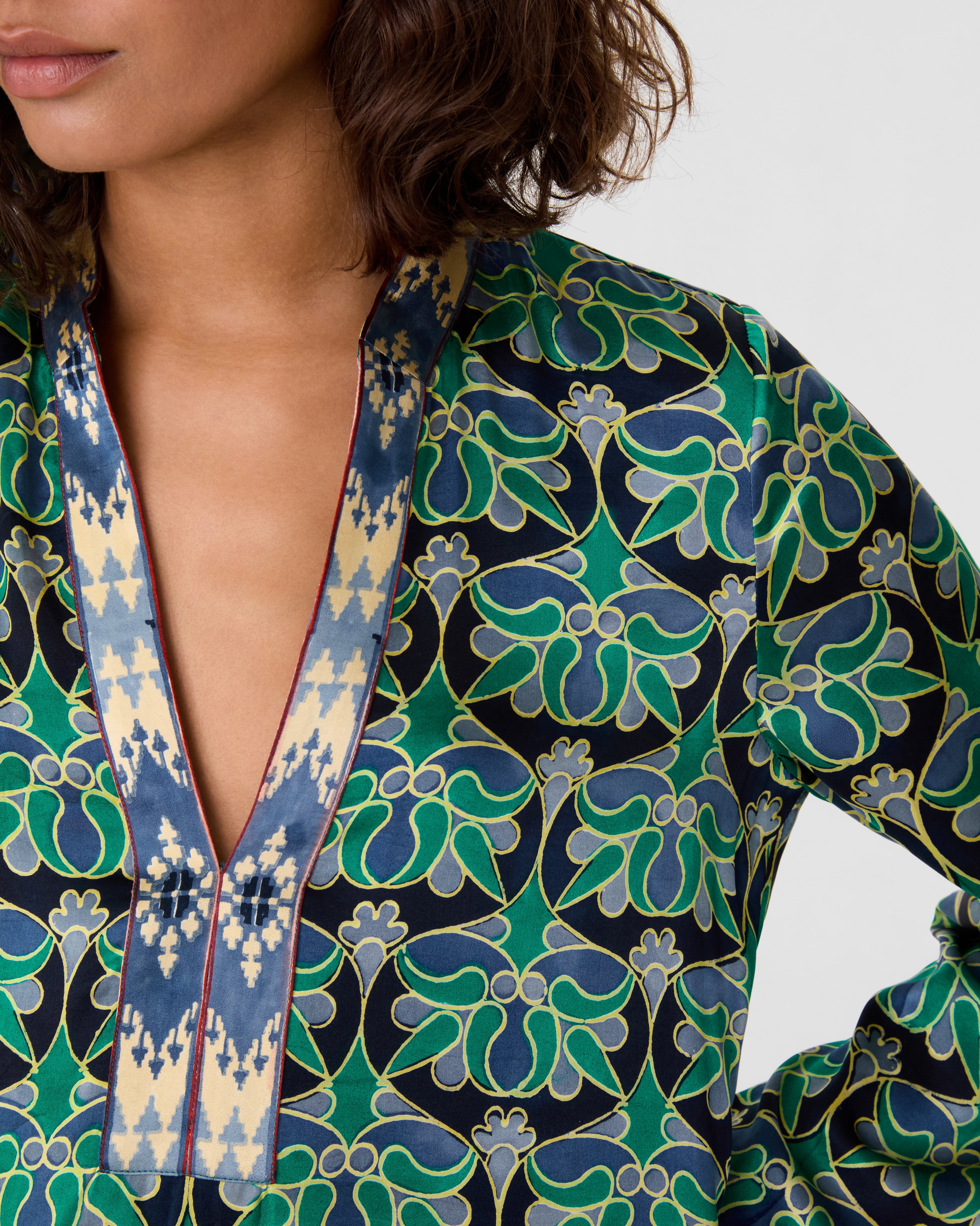 Jenna Caftan in Jewelry Block Print