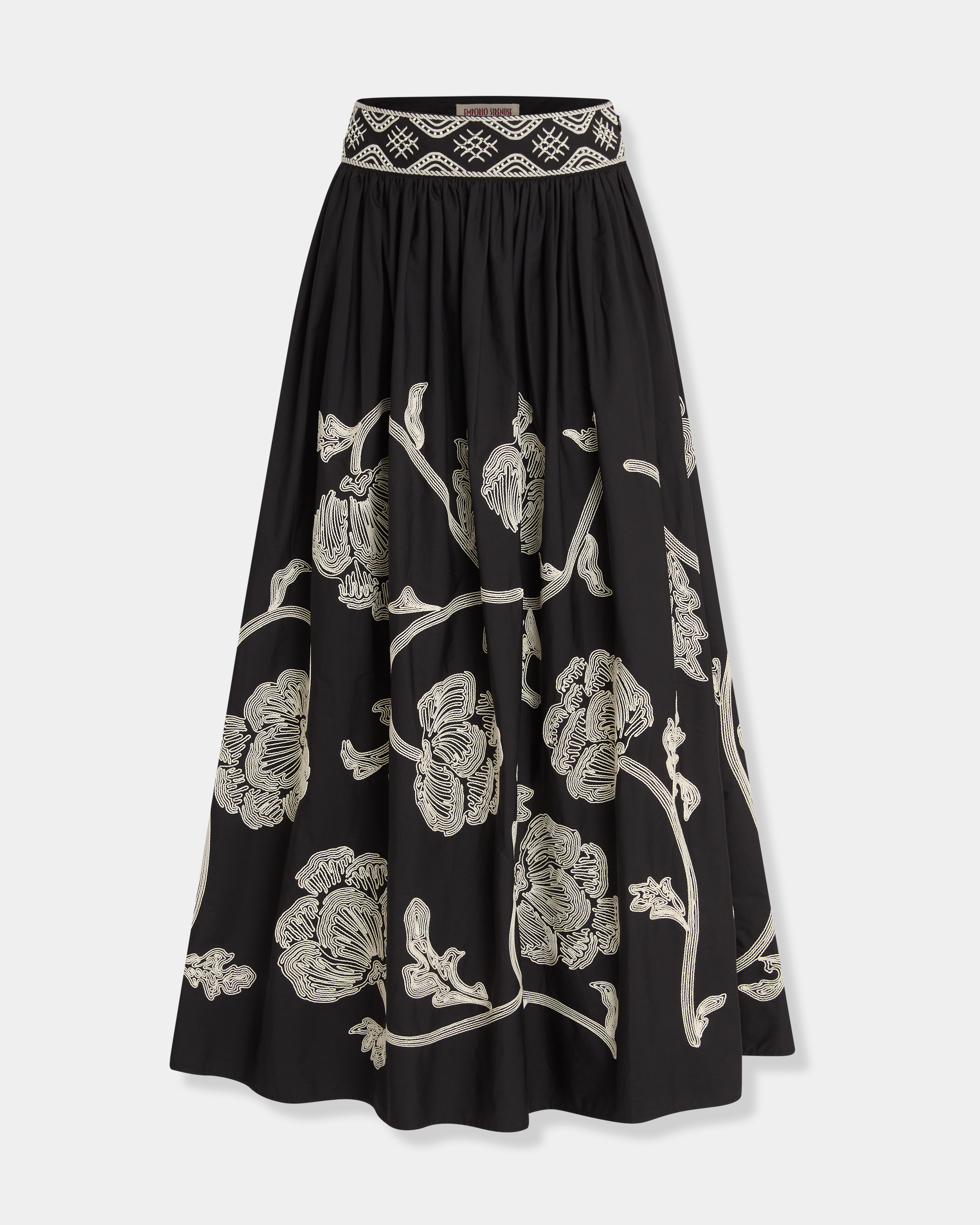 Ombretta Skirt with Peony Embroidery