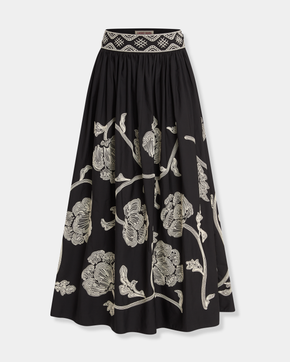 Ombretta Skirt with Peony Embroidery
