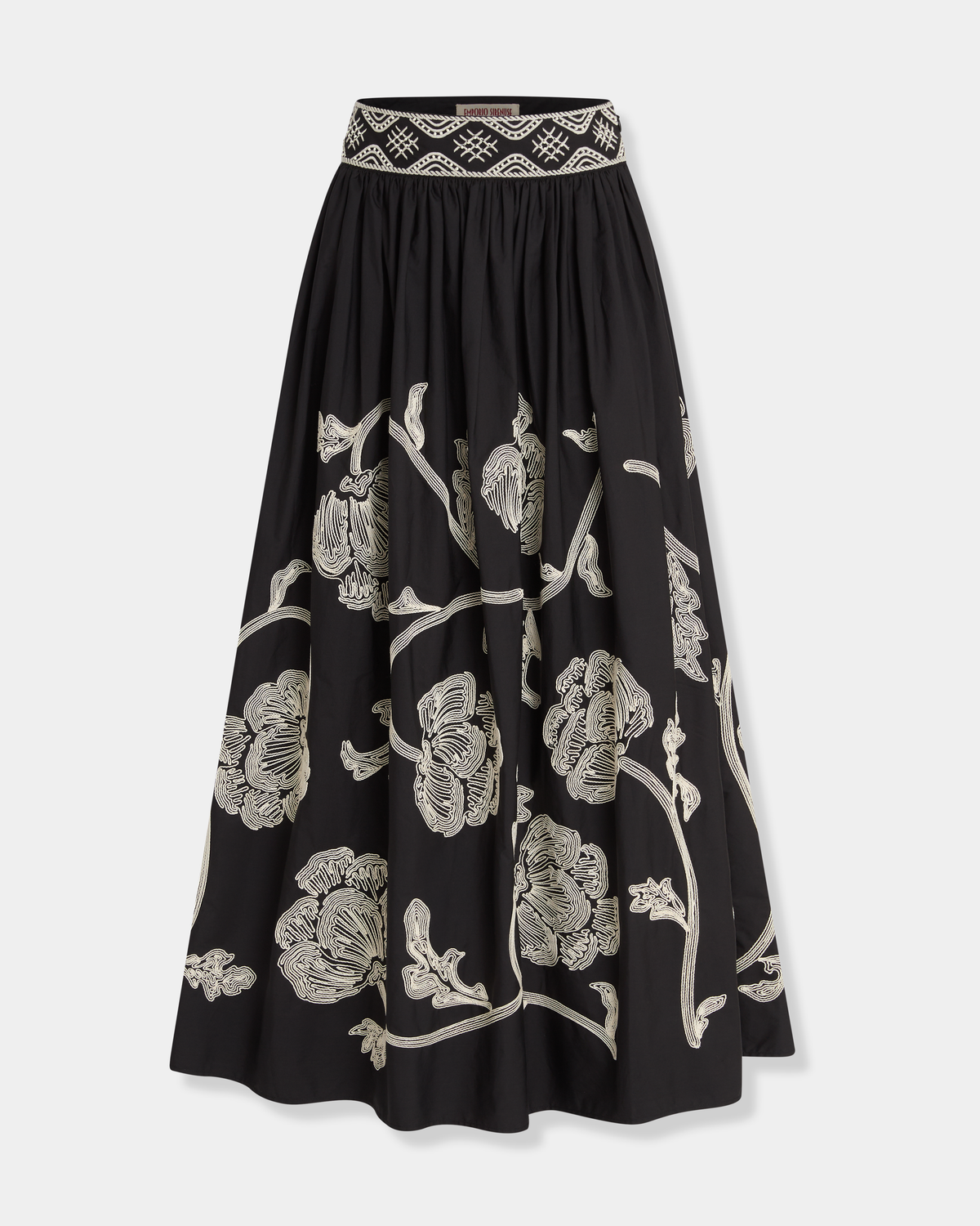 Ombretta Skirt with Peony Embroidery