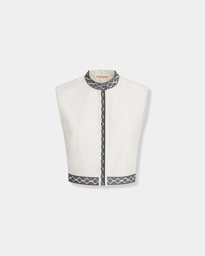 Andorra Top with Peony Embroidery