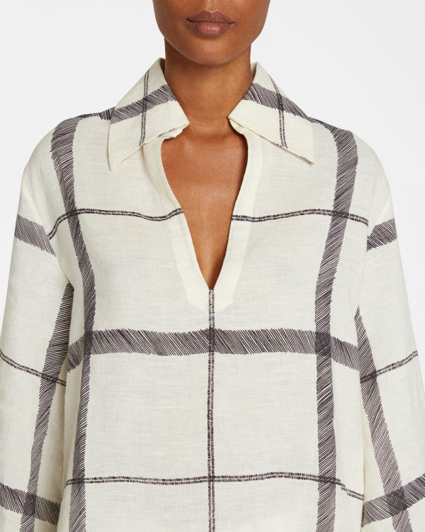 Assia Kantha Check Shirt White