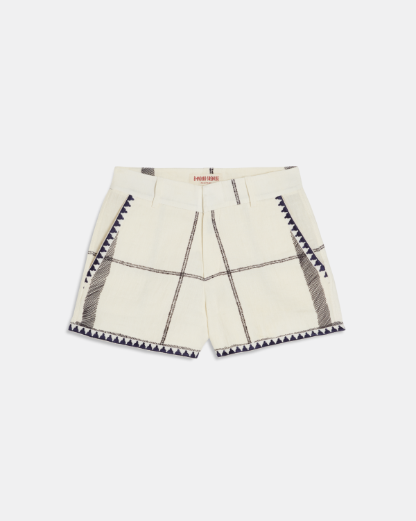 Shorts Kantha Check Shorts White