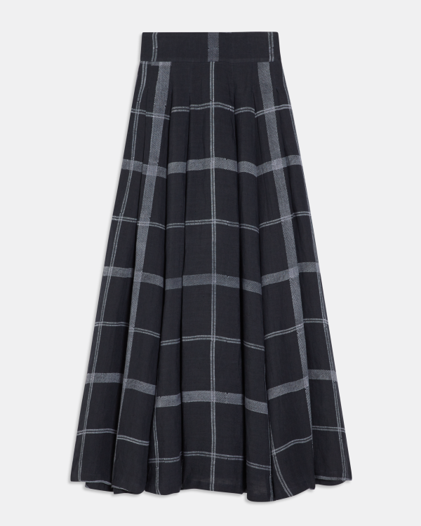 Flaminia Kantha Check Skirt Indigo