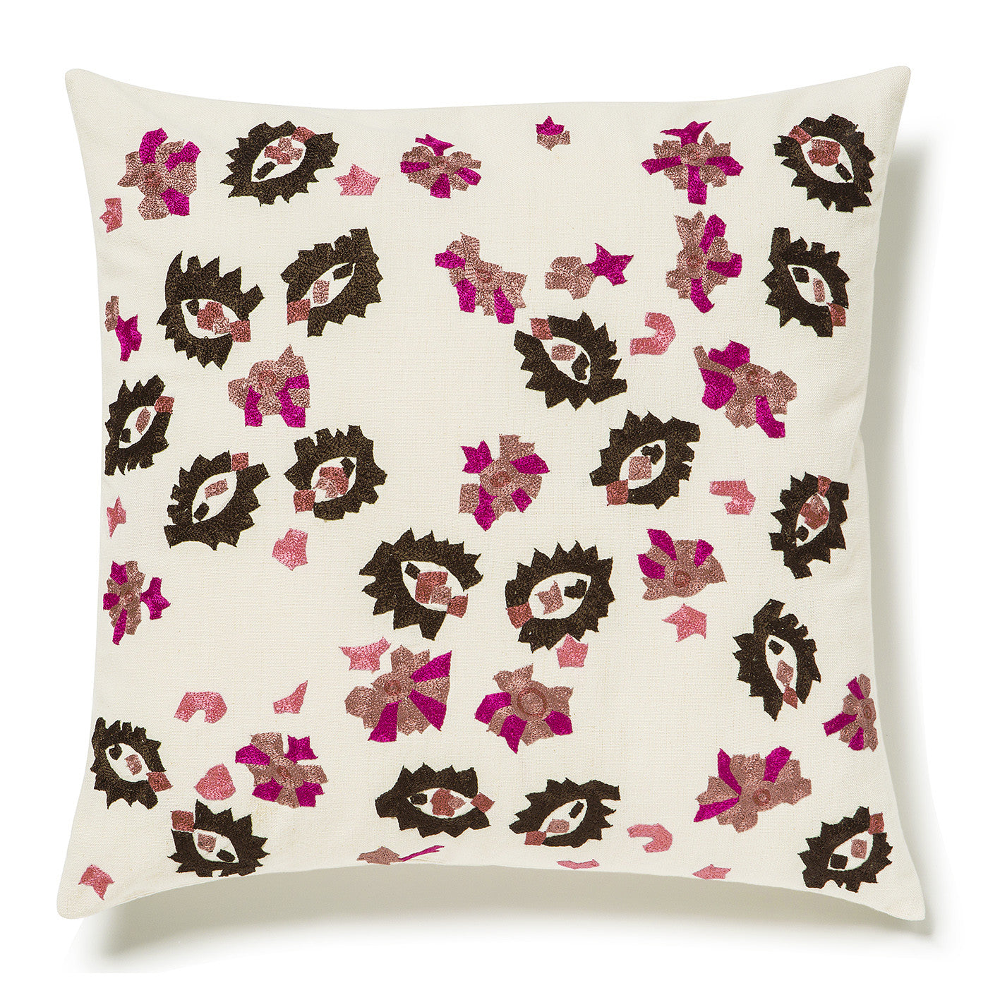 Square Cotton Pillow Case - Sparse Pink On White
