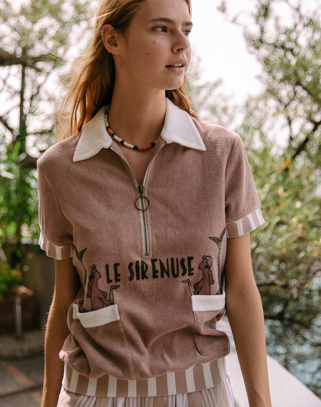 'Le Sirenuse' Half-Zip Cabana Terracotta